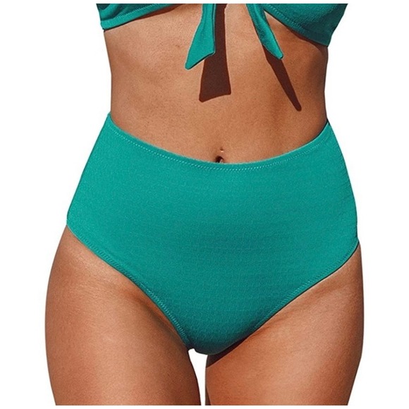 NWT Cupshe Teal High Waisted & Zaful Leopard Bikini Bottoms Bundle Womens Medium - Picture 3 of 11